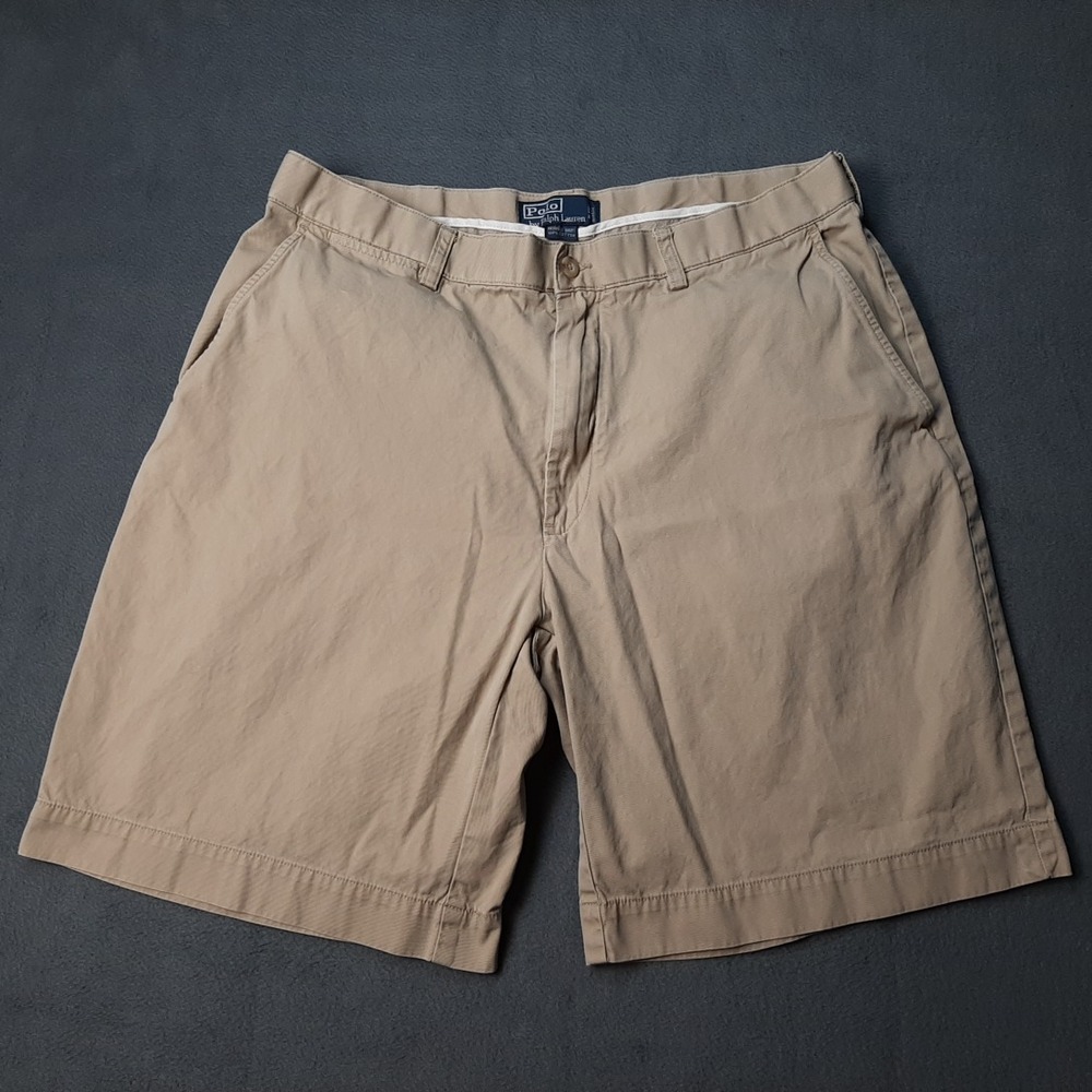 VINTAGE Polo Ralph Lauren Shorts Men 36 x 9 Brown Khaki Chino Prospect Short